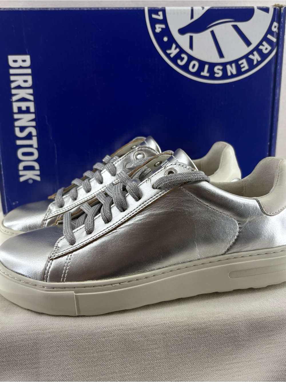 Birkenstock Bend Low Silver Metallic Leather Sneakers women’s size 5 narrow